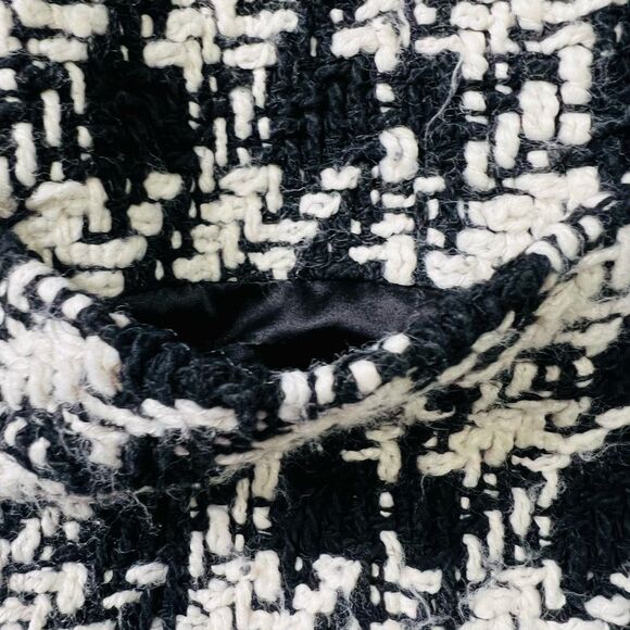 Joie Womens Black White Awel Houndstooth Twill Fringe Open Front Jacket Sz Large - Picture 5 of 6